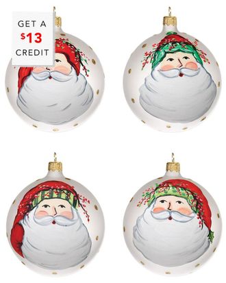 Vietri Vietri Old St. Nick Set Of 4 Assorted Ornaments With $16 Credit