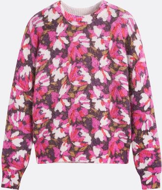 La Redoute Collections Trui met bloemenprint en ronde hals van alpacamix