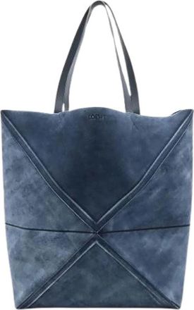 Loewe Pre-owned Puzzlefold Tote Bag - Dames - Vintage Shopper - Blauw - ONE Size - Leer - Vintage