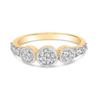 House of Brilliance 10K Yellow Gold Plated.925 Sterling Silver 1.0 Cttw Lab Grown Diamond Bezel Set Ring
