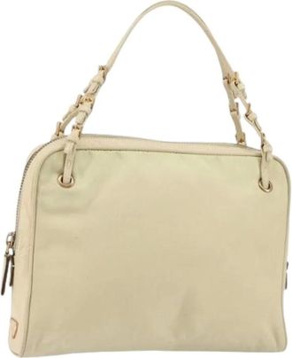 Prada Pre-owned Shoulder Bags, female, Beige, Size: ONE SIZE Pre-owned Nylon Shoulder Bag
