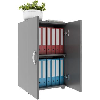 ebuy24 VCM armadietto ufficio con 2 scomparti moderno armadietto con porte rotanti Dimensioni ca. A. 74 x L. 49 x T. 34 cm - Scomparto Ulas 2 (quercia miele)