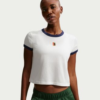 Nike Womens Heritage Short-Sleeve Tennis T-Shirt in White | IH5059-133
