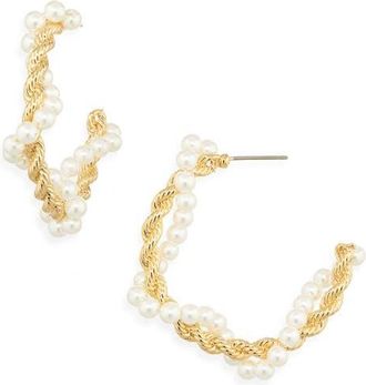 Lele Sadoughi Faux Pearl Rope Twist Hoop Earrings at Nordstrom