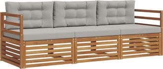 vidaXL Conjunto De Sof&aacute;s De Exterior 3 Uds. Gris Natural Y Claro Vidaxl