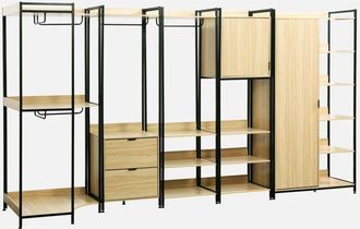 Sweeek Kit De Vestidor Modular Con 5 Elementos, Clever, Negro, 360x48x190 Cm