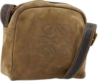 Loewe Pre-owned Cross Body Bags, female, Brown, Size: ONE SIZE Pre-owned Suede Shoulder Bag