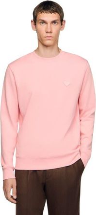 Sandro Heart patch crewneck in Baby Pink at Nordstrom, Size Xx-Large