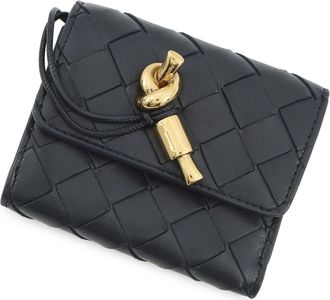 Bottega Veneta Black Navy Leather Wallet (Tri-Fold) (Pre-Owned)