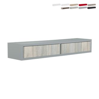 Domino Estante De Pared Con Caj&oacute;n, Mesita De Noche Flotante, Estante De Pared, Gris Piedra, 88,2 X 13,4 X 20 Cm - Domino