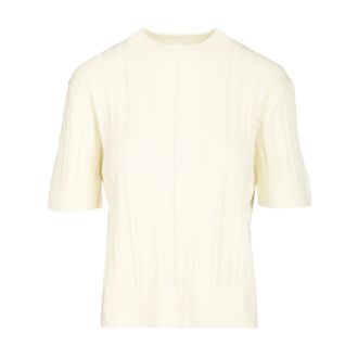 Filippa K Braid Knit T-Shirt - female - Filippa K - Round-neck Knitwear - White - XS - Knitwear