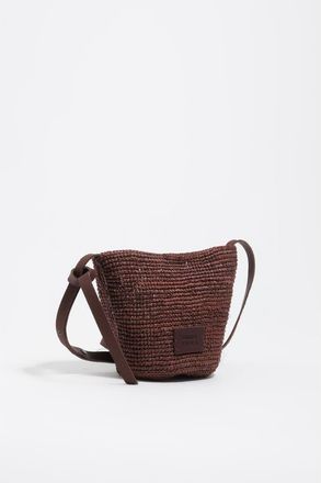 Bimba & Lola Raffia Woven Mini Bag in Nut at Nordstrom