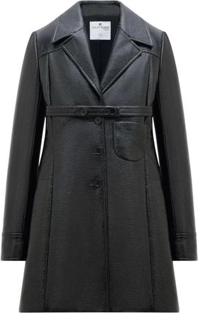 Courr&egrave;ges Heritage Coat - Dames - Trenchcoats - Zwart - S - Leer - Jassen