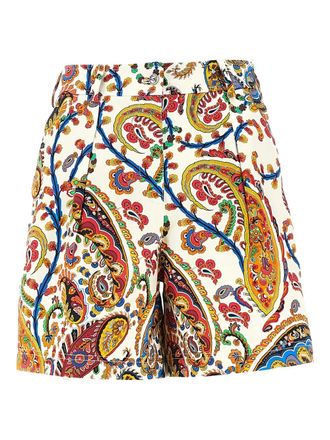 Etro Pleated Shorts With Back Patch Pockets