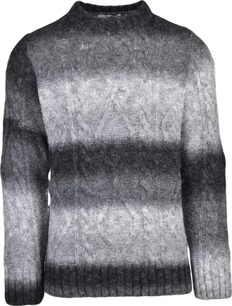 Daniele Alessandrini Gradient Cable Knit Crewneck Sweater by Daniele Alessandrini