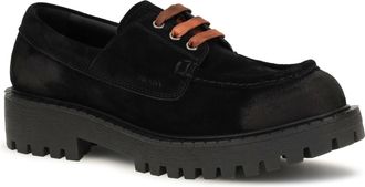 Prada Mens Suede Lace-Up Loafers Nero Upper: Suede; Sole: Rubber Lace Up