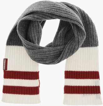 Dsquared2 Ribbed Scarf With Striped Details size One Size