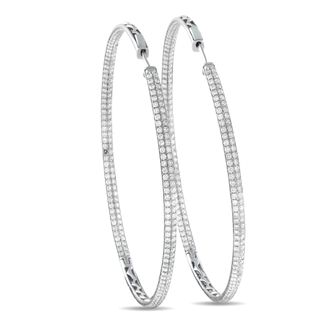 Luxury Bazaar 18K White Gold 5.20ct Diamond Inside-Out Hoop Earrings MF12-070626