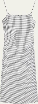 Vince Check Side-Ruched Tank Dress