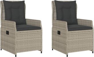 vidaXL Vidaxl - Sillones Reclinables De Jard&iacute;n 2 Uds Rat&aacute;n Sint&eacute;tico Gris Claro