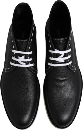 Dolce & Gabbana Mens Black White Leather Ankle Boots Shoes And