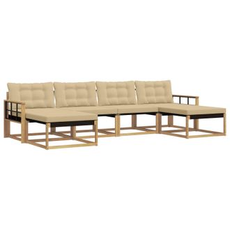 vidaXL Conjunto De Sof&aacute;s De Exterior Con Coj&iacute;n 6 Pcs Y Beige Vidaxl