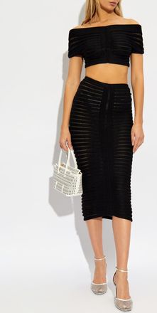 Alaia Lace Skirt, Womens, Black