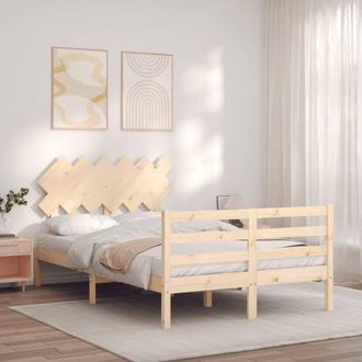 Berkfield Home Beautiful Bed Frame with Headboard Small Double Solid Wood in Light Brown
