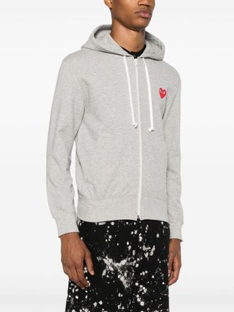 Comme Des Gar&ccedil;ons Logo-Embroidered Cotton Hoodie - Grey