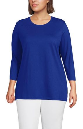 Lands End 3/4 Sleeve Cotton Supima Tunic in Vibrant Lapis at Nordstrom, Size 1X