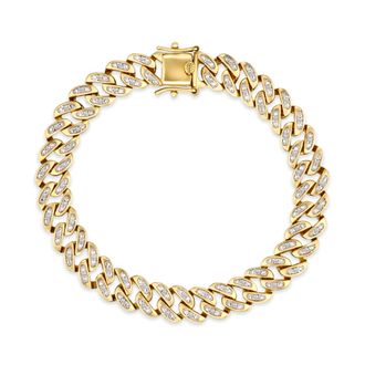 The Diamond Store 7 Inch Havana Cuban Lab Diamond Bracelet 0.40ct Cuban Lab Diamond Set in 18K Gold Vermeil