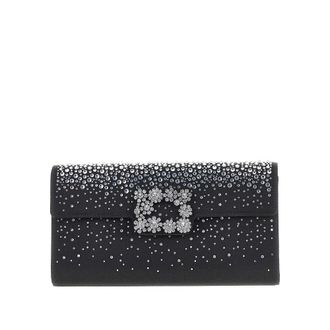 Roger Vivier Efflorescence satin pouch with rhinestones Woman One Size