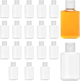 OEM 20 Botellas De Pl&aacute;stico Transparente, Botellas De Pl&aacute;stico Con Tapa Abatible, Dispensadores Pet, 60 Ml, Reutilizables, 4,3 X 9 Cm, Transparente