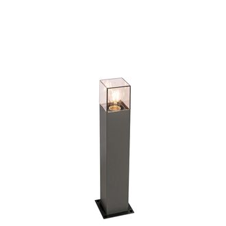 QAZQA Qazqa + Moderno L&aacute;mpara De Exterior 50 Cm Antracita Con Pincho De Tierra Y Funda De Cable - Dinamarca Aluminio /pl&aacute;stico Rectangular Adecuado Para Led