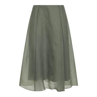 Brunello Cucinelli Brunello Cucinelli, Midi Skirts, female, Green, Size: 3XS Crispy Aline Skirt