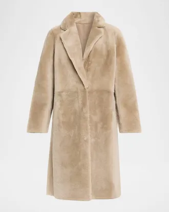 Yves Salomon Ironed Lamb Shearling Coat