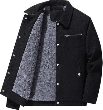 Generic Winter Jacket Mens Corduroy Jacket Large Sizes Sweat Coats Warm Jacket Airy Blouson Fashionable Jacket Outdoor Coat Cotton Clothing Tops Pullover Clot