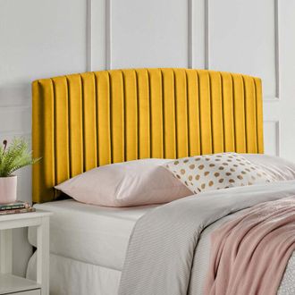 Casa Reet Mustard Plush Small Double 26 inch Strutted Headboard