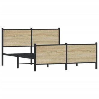 Berkfield Home Metal Bed Frame without Mattress Sonoma Oak 137x190 cm in Light Brown