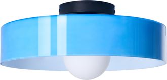 Beliani L&aacute;mpara De Techo De Vidrio Con Montaje Empotrado Y Pantalla Redonda Azul Luguse