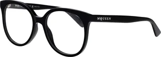 Alexander McQueen Womens Sunglasses Am0540o Black-Black-Transparent Acetate Glasses & Frames Black/black/transparent