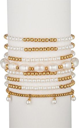 Eyecandy LA Eye Candy La Pearl Katrina 8Pc Beaded Ball Bracelet Set