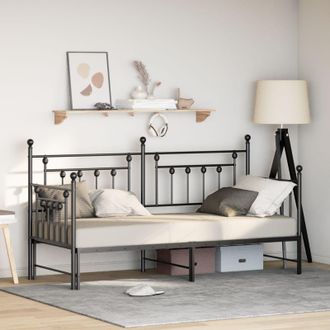 Berkfield Home Daybed Frame with Trundle Black 75x190 cm Steel