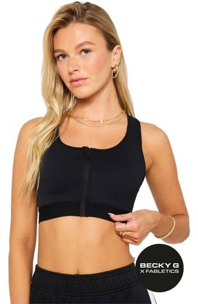 Fabletics Womens Front Zip High Impact Sports Bra in Black at Nordstrom, Size Medium