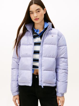 Tommy Jeans Steppjacke TOMMY JEANS TJW PCKBL HD ESS PFFR SHINY EXT, Damen, Gr. 4XL (48), periwinkle dusk, Steppware, Obermaterial: 100% Nylon, unifarben, regular 