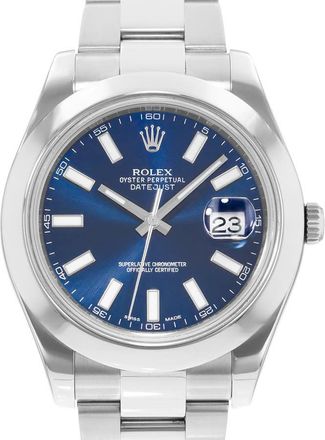 Rolex Pre-owned Rolex Datejust II Automatic Chronometer Blue Dial Mens Watch 116300 BLSO