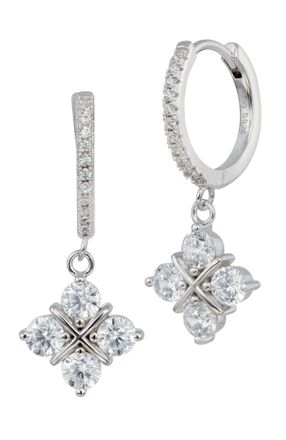 Savvy Cie Jewels STERLING SILVER.925 WHITE CZ 4 GRID DROP EARRINGS