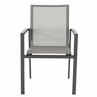 Brigros Conjunto de 4 sillas de exterior en aluminio y textileno gris
