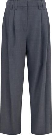 Brunello Cucinelli Dark Grey Tailored Pleated Pants