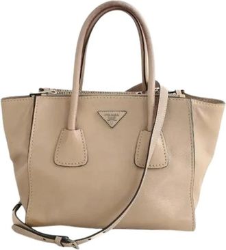 Prada Pre-owned Handbags, female, Beige, Size: ONE SIZE Pre-owned City twin pocket Cabas